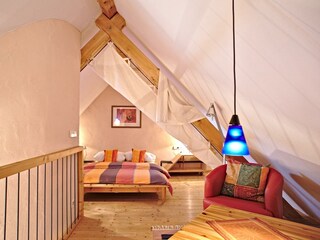 galery with living room and bedroom