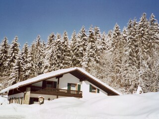 Winter mit Blick auf das Haus