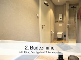 2. Badezimmer inkl. Föhn, Duschgel und Toilettenpapier