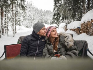 romantische Pferdeschlittenfahrt in Leogang