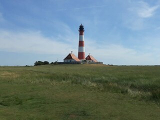 Leuchturm Westerhever 15 Fahrradminuten entfernt