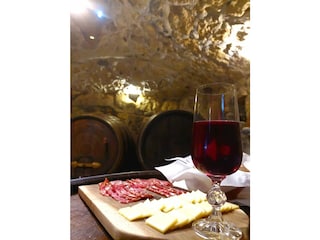 A snack and wine in the wine cellar