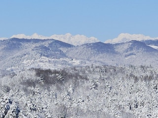 View of Kamnik Alps in winter