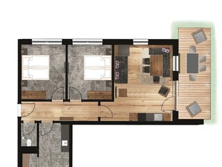 Grundriss Appartement Deluxe (Erdgeschoss)