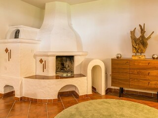 offener Kamin im Esszimmer