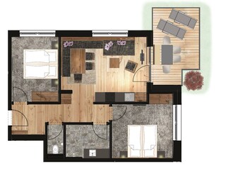 Grundriss Appartement Comfort mit Terrasse