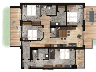 Grundriss Penthouse Deluxe Large mit Garten