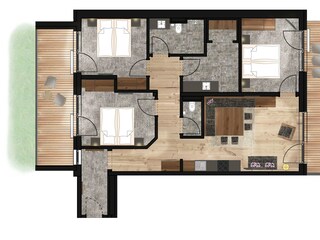 Grundriss Penthouse Deluxe mit Garten