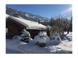 unser Gartenhaus versinkt im Schnee