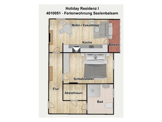 Vakantieappartement Borkum Grondplan 35