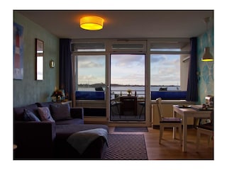 Blick vom Bett auf die Ostsee in der Inselblume 83 auf Fehmarn