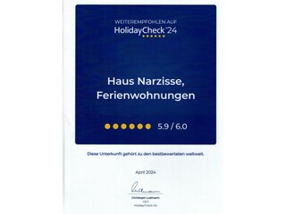 Bewertung von Holiday Check 2024