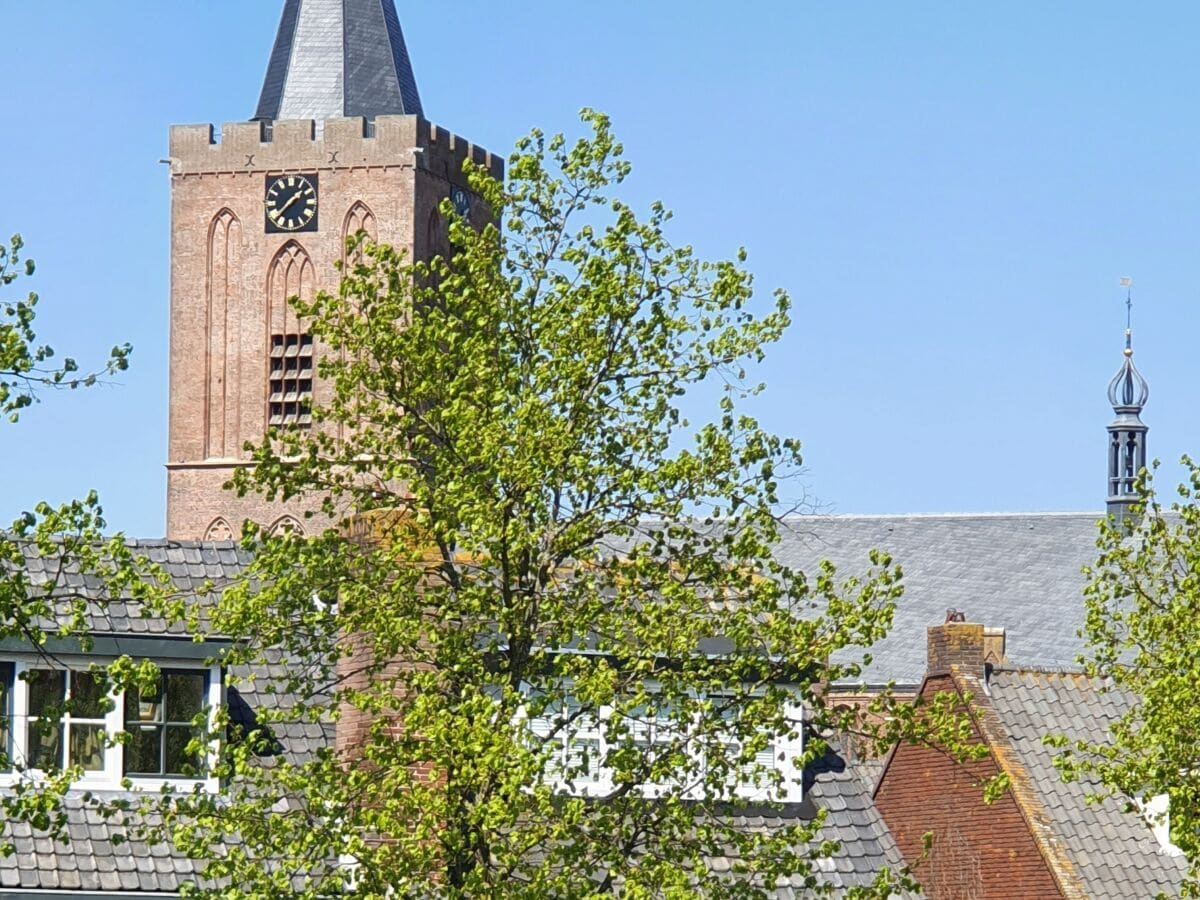 Backside of the house from the walls with the church in