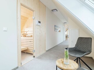 Blick in die Wohnung Boddenschnacker und die Sauna