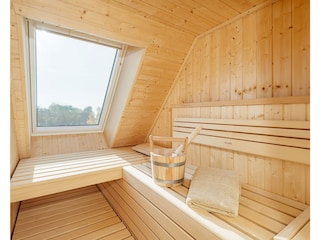 Sauna with a view of the Bodden – interior view