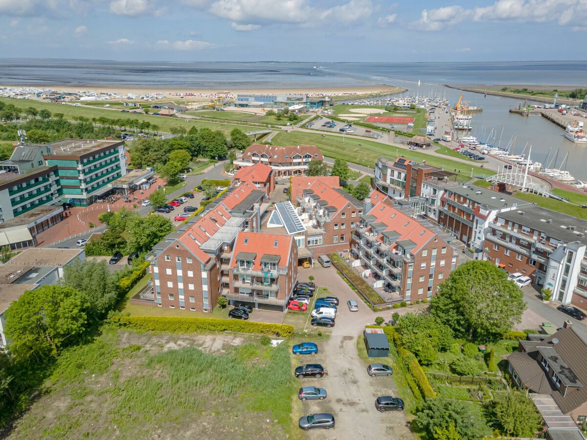 Außenansicht - Luftbildaufnahme des Ferienwohnhauses / Appartmenthaus Nordseegartenpark