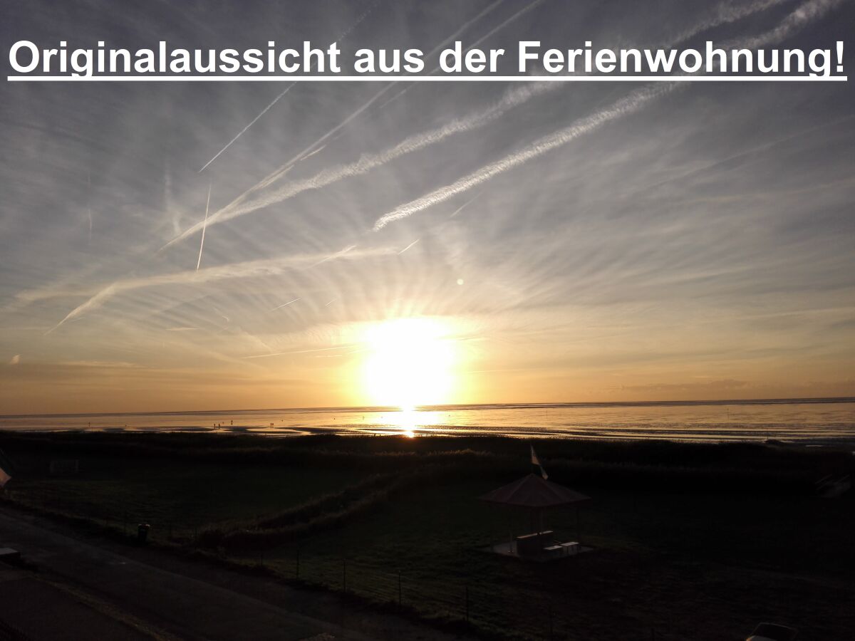 Sonnenuntergang Nordsee, Blick aus der Ferienwohnung