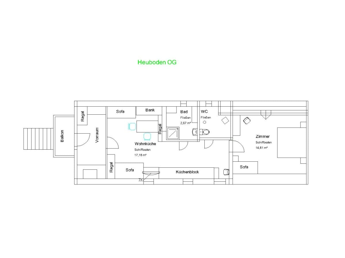 Grundriss Apartment Heuboden