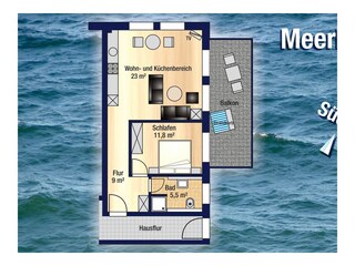 Apartamento de vacaciones Sassnitz Plano de planta 9