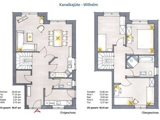 Grundriss Kanalkajüte Wilhelm