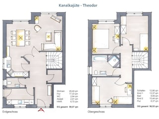 Grundriss der Kanalkajüte Theodor