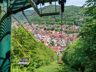 With the cable car to the local mountain