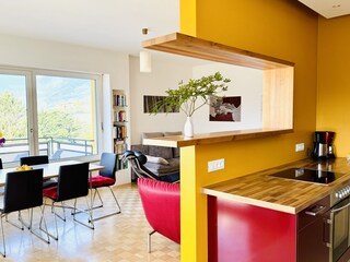 Living room and kitchen