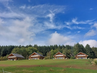Blick auf die Häuser vom Steinbach See Village