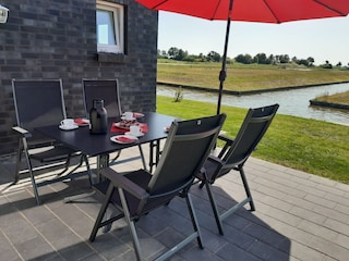 Blick von der Terrasse auf die Siele