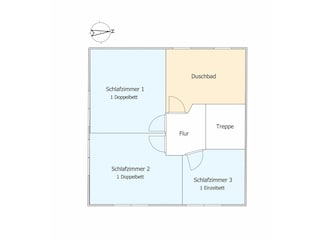 Obergeschoss. Dachschrägen sind kein Bestandteil der Grundrisszeichnung.