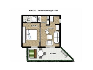 Vakantieappartement Borkum Grondplan 31