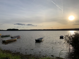 Ein Spaziergang im Sonnenuntergang am Useriner See