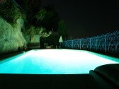 The pool area at night