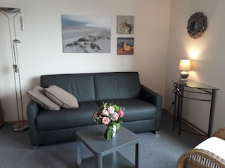 Im Wohnzimmer mit Bettsofa.