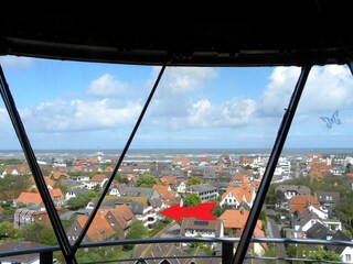 Blick vom Alten Leuchtturm zur Ferienwohnung.