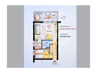 Zur Orientierung,  der Grundriss der Wohnung