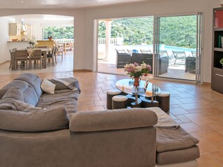 Living room with adjoining dining area