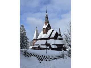 Stabkirche Hahnenklee im Winter