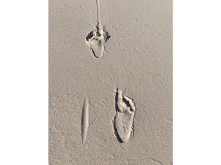 Spuren im feinen Sandstrand