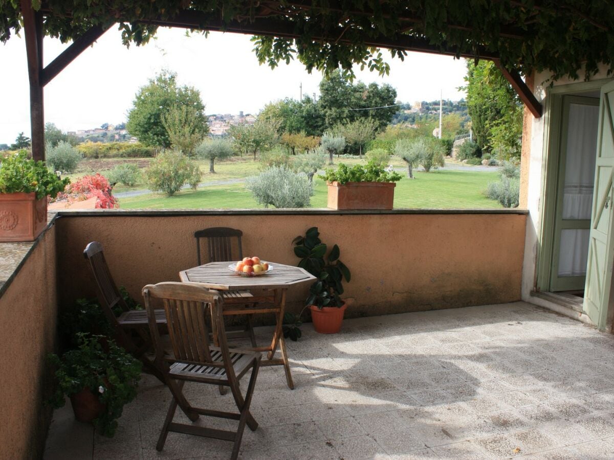 Suedliche Dachterrasse mit Sicht auf Dorf Lanuvio