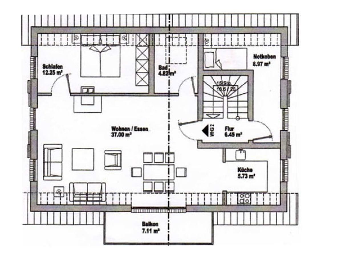 Grundriss der Ferienwohnung Storchennest