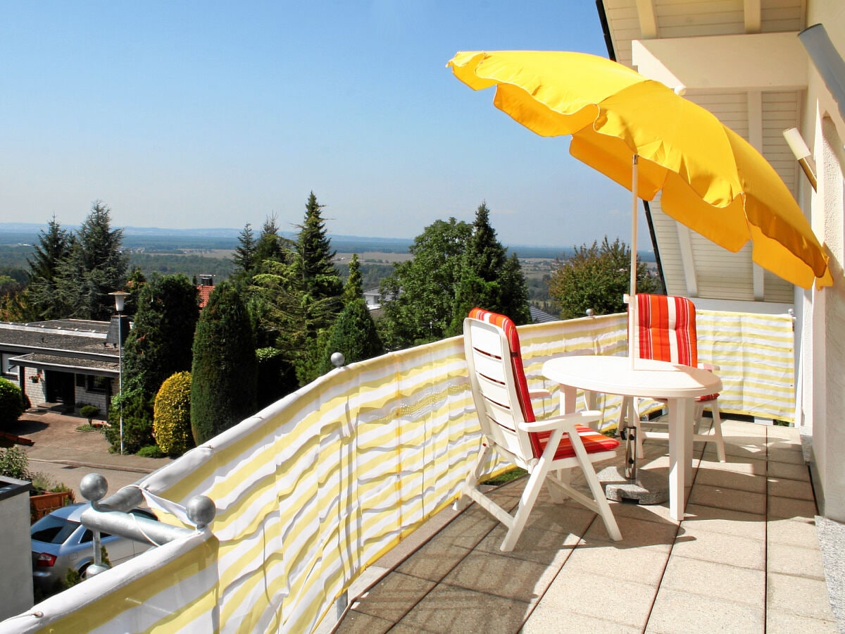 Balkon mit Aussicht über das Rheintal nach Frankreich