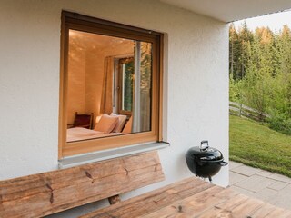 Terrasse und Schlafzimmer mit Kingsize-Bett