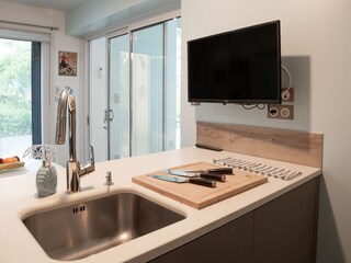 Kitchen with direct pool access