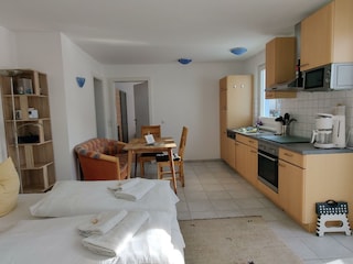 Wohnküche  mit Ausziehbett für 3. u 4. Person