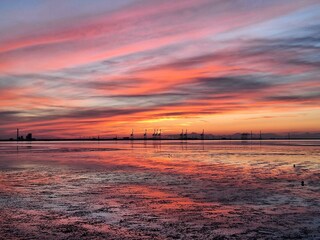 Sonnenuntergang am Friesenstrand Tossens