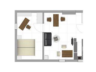 Grundrisszeichnung mit Einrichtung Kopie