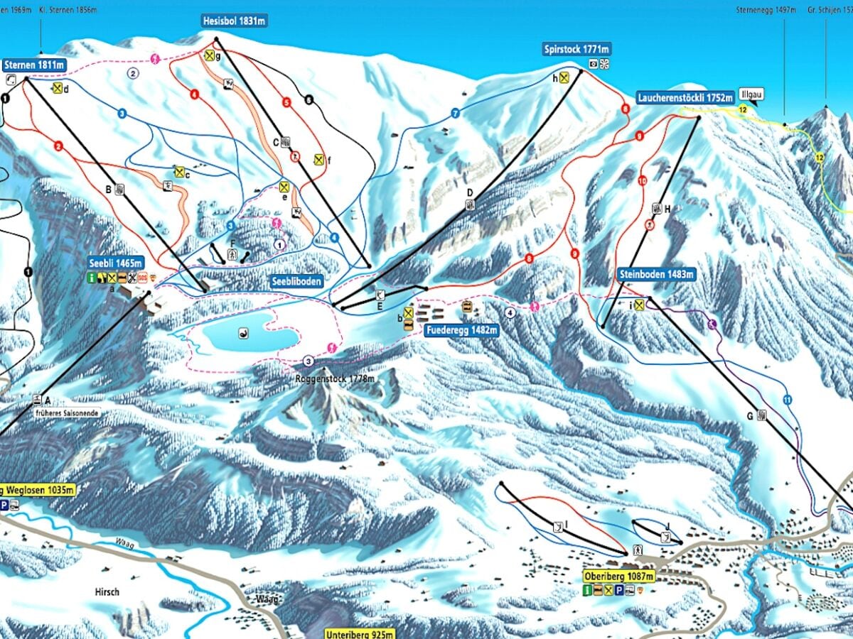 Vom Skigebiet Hoch-Ybrig auf Skiern zurück zum Quartier