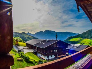 Aussicht vom Balkon auf den Rofan