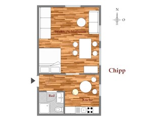 Grundriss Appartement Chipp